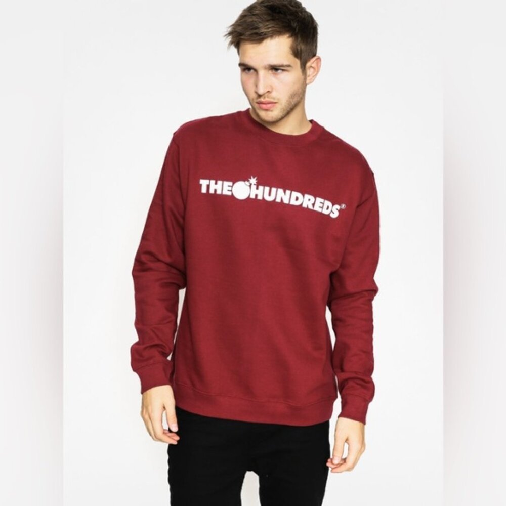 The Hundreds Burgundy Long Sleeve Crewneck Maroon Sweatshirt